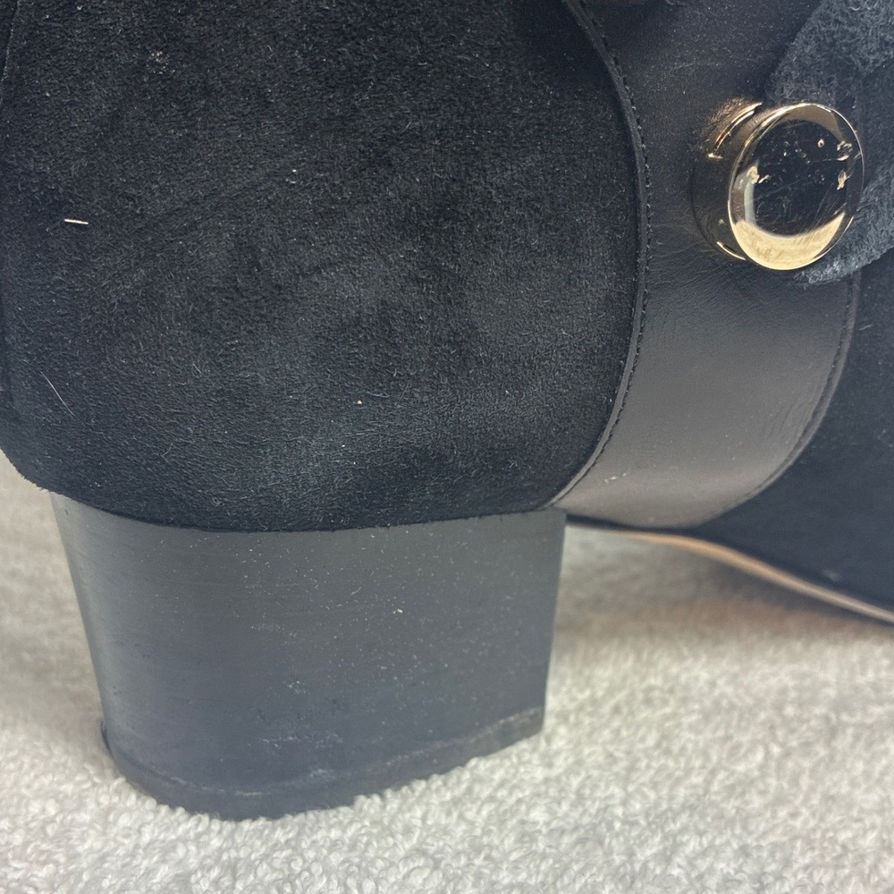 Jimmy Choo Houston 45 Black Suede Wrap Tie Ankle Boots Gold Hardware 38.5 - Picture 8 of 11